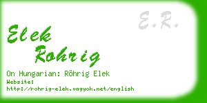 elek rohrig business card