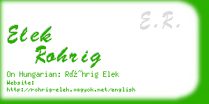 elek rohrig business card